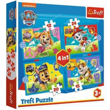 Trefl Puzzle 4w1 PAW Patrouille, chiens de course