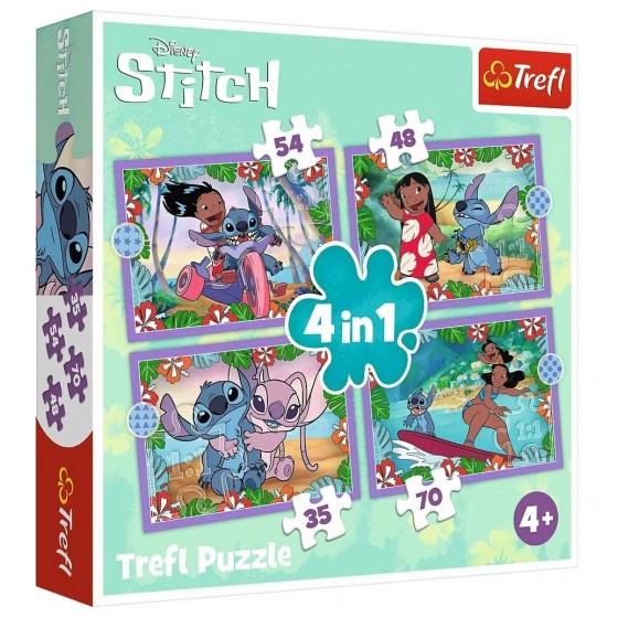 Trefl Puzzle 4w1 Lilo & Stitch Szalony dzień