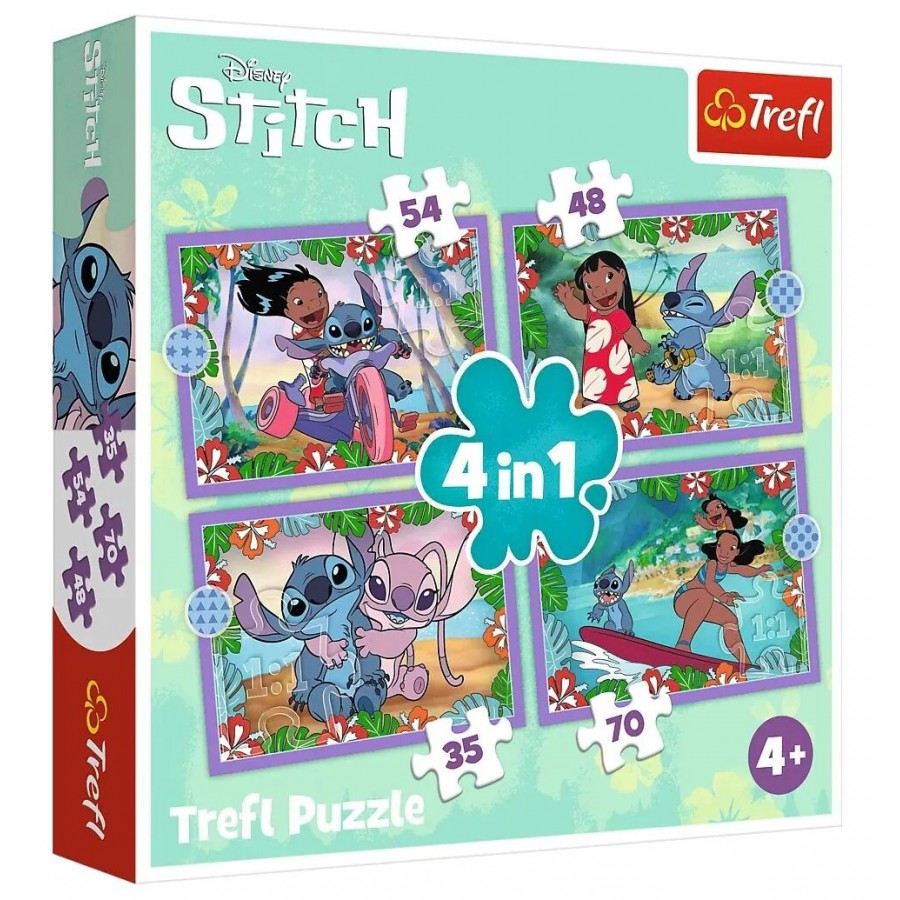 Trefl Puzzle 4w1 Lilo & Stitch Szalony dzień - 5900511346336