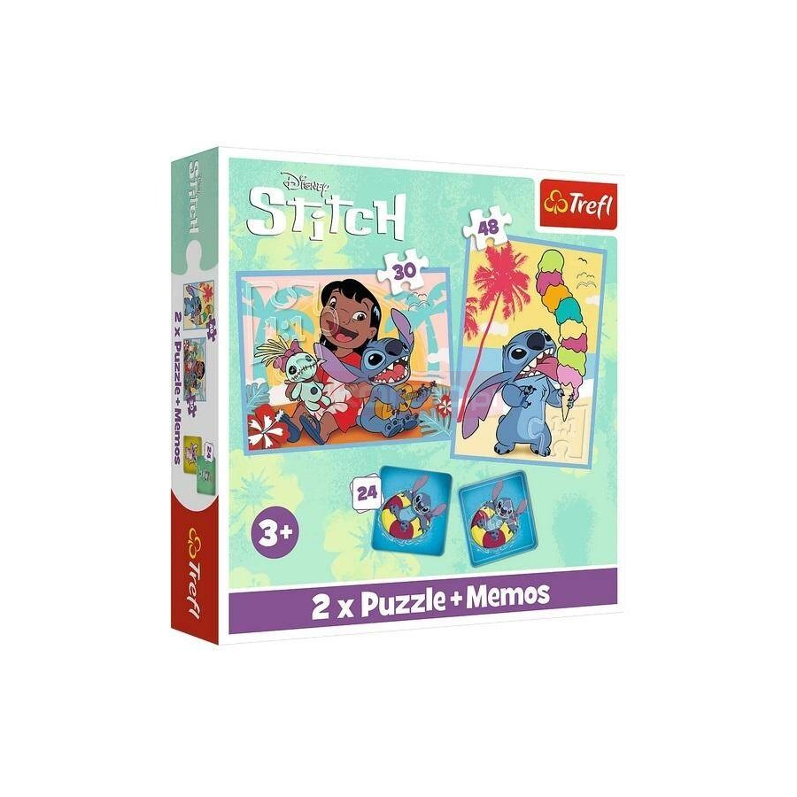 Trefl Puzzle i Memos 2w1 Lilo & Stitch, Wesoły Dzień -