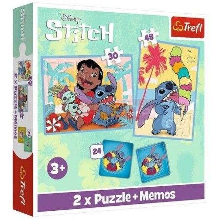 Trefl Puzzle et Memos 2w1 Lilo et Stitch, bonne journée