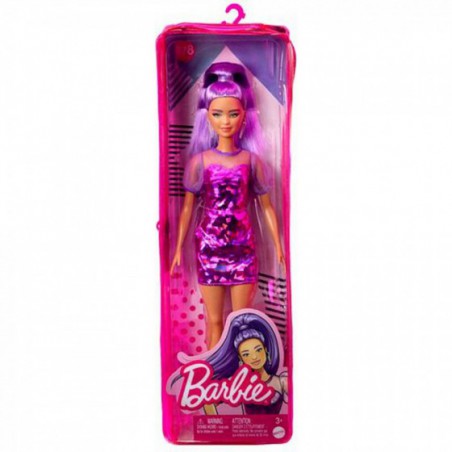 Barbie lalka Fashionistas fioletowe włosy HBV12