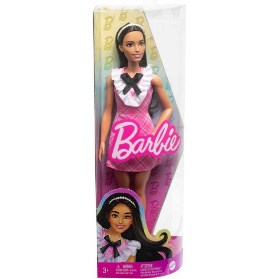 Barbie lalka Fasionistas różowa kratka HJT06