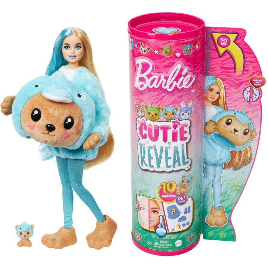 Barbie Cutie révèle une poupée ours-dauphin costume HRK25
