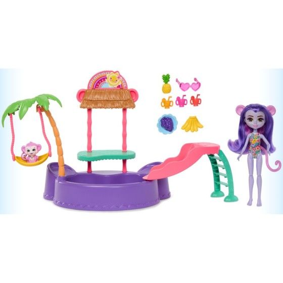 Enchantimals Tropikalny basen lalka małpka HTW73