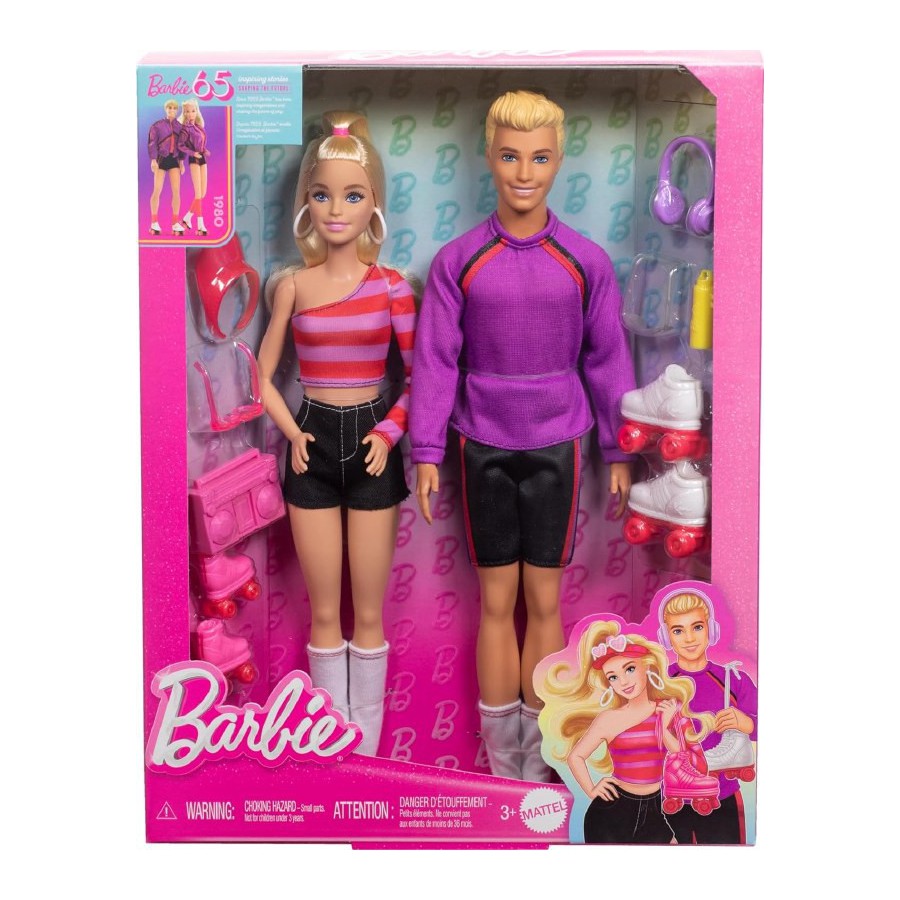 Barbie lalka Fashionistas+Ken na wrotkach HXK90 - 194735232437