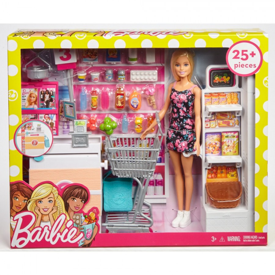 Barbie supermarket zestaw z lalką FRP01 - 887961632309