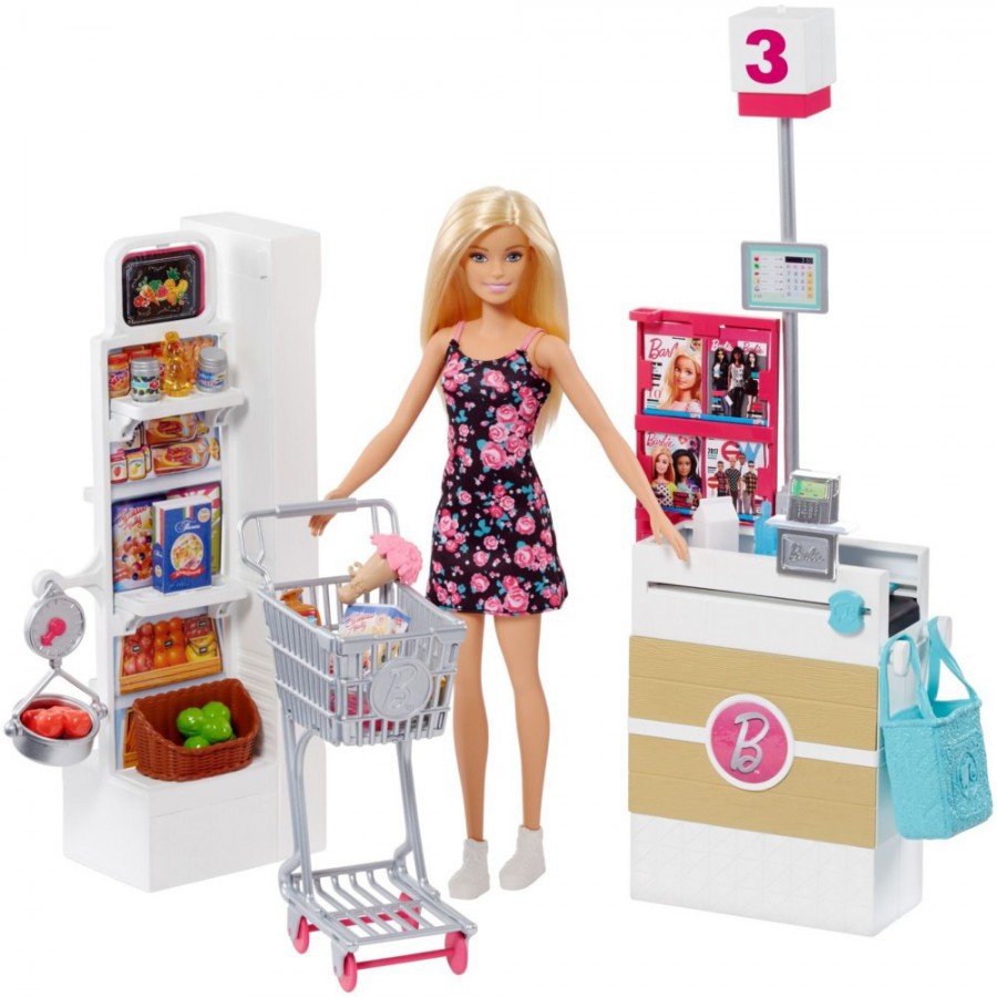 Barbie supermarket zestaw z lalką FRP01 - 887961632309