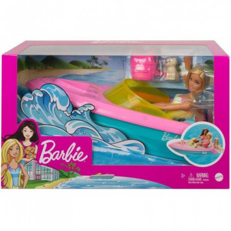 Barbie zestaw lalka + motorówka GRG30