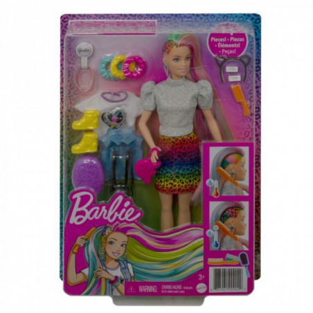 Barbie Kolorowe włosy - panterka GRN81