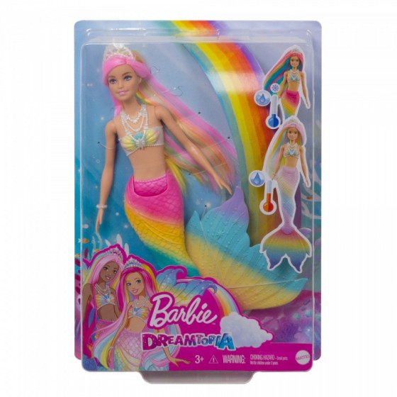 Barbie Syrenka Tęczowa przemiana GTF89 - 887961913941