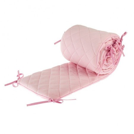 Samiboo - Pikowany ochraniacz Romby różowy na całe łóżeczko 140x70cm   (420cm)