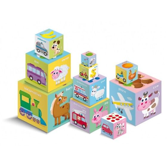 AKSJOMAT English. Toddler pyramid + "Animals" book, 1+