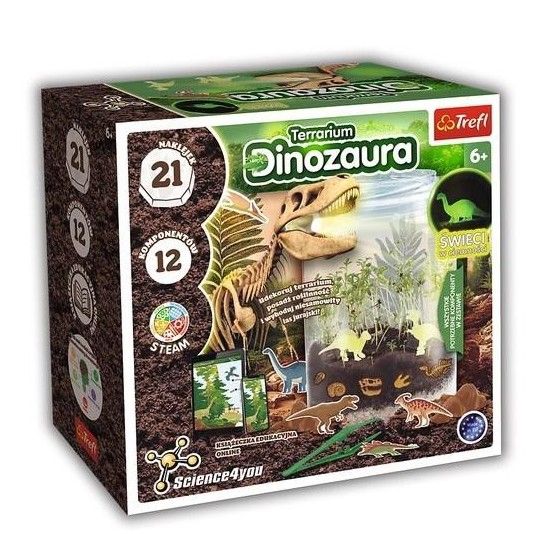 Trefl Conjunto científico de dinosaurio terrario.