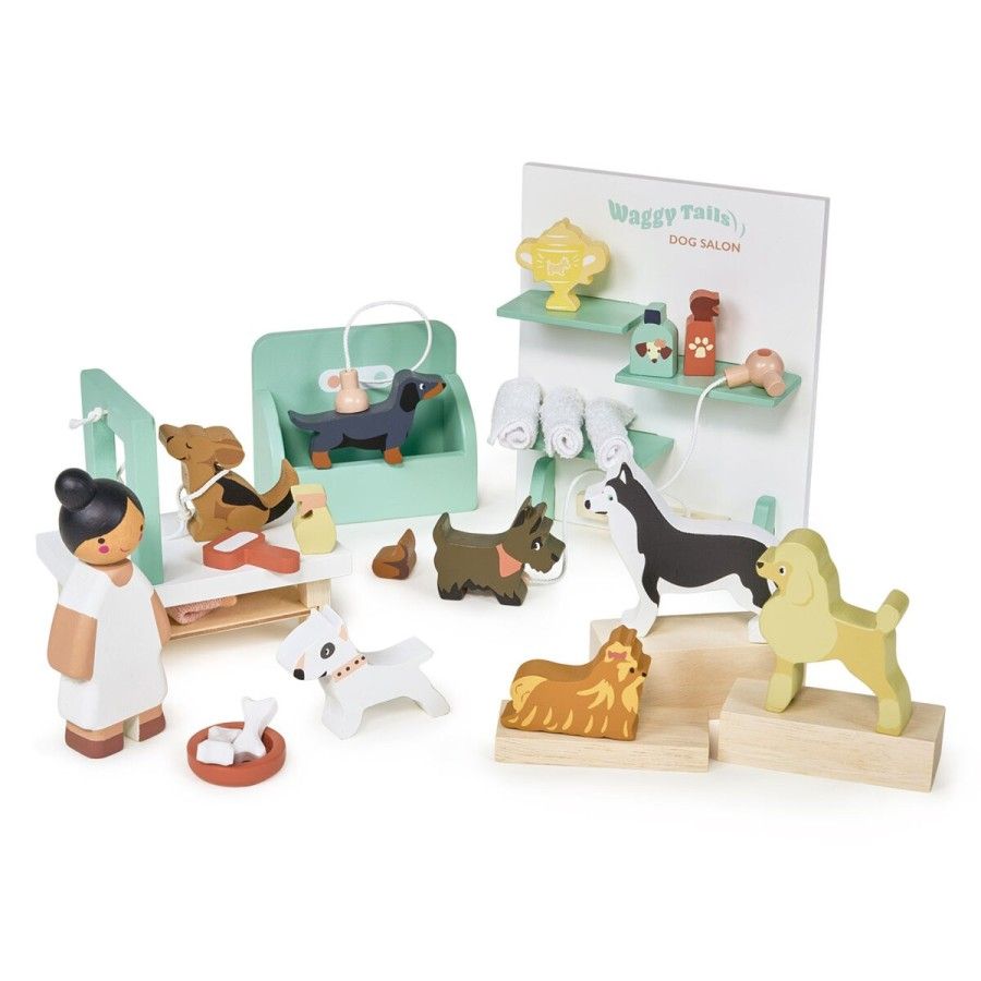 Tender Leaf Toys Figures de jeu en bois - salon de beauté pour