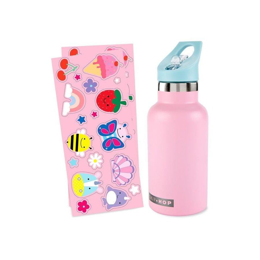 Skip Hop Butelka ze Stali Nierdzewnej z Naklejkami Pink