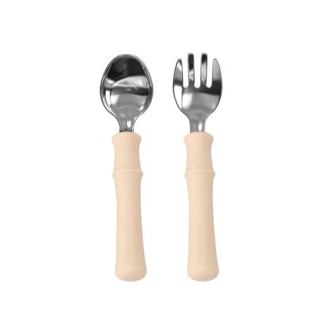 Mombella Metalowe Sztućce dla Dzieci Panda Light Brown
