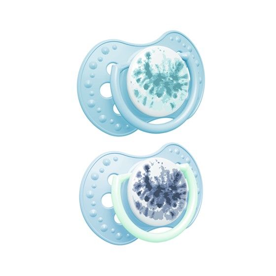 LOVI Smoczek silikonowy dynamiczny 6-18m 2 szt. Tie Dye Blue