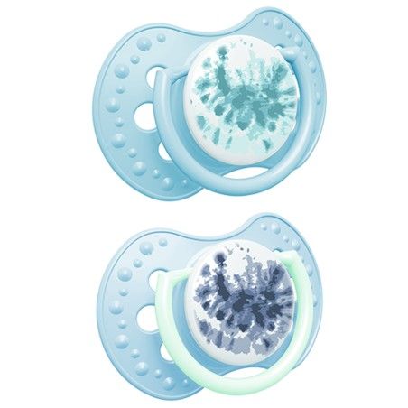 LOVI Dynamisk Silicone Pacifier 6-18m 2 st. Tie Dye Blue
