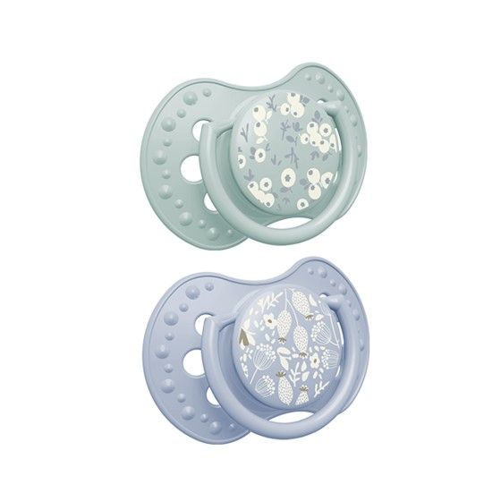 LOVI 动态硅胶奶嘴18M + 2个PC。 开花蓝色