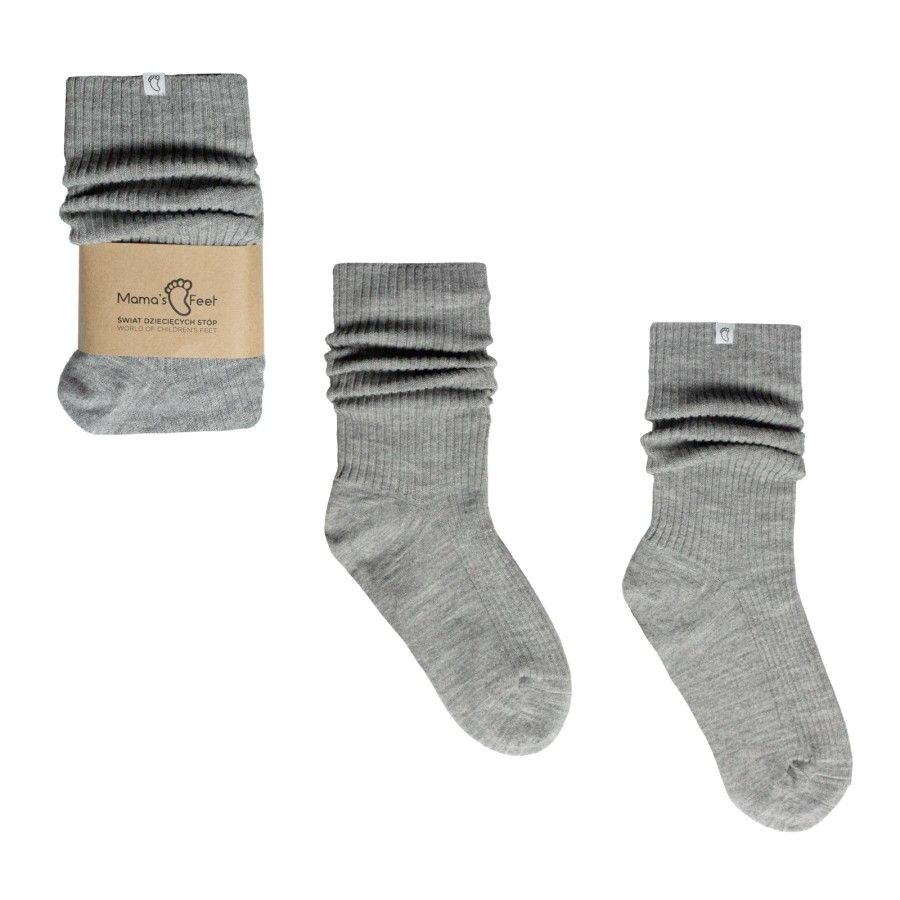 Mama's Feet-Szare Damskie Skarpetki Wełniane