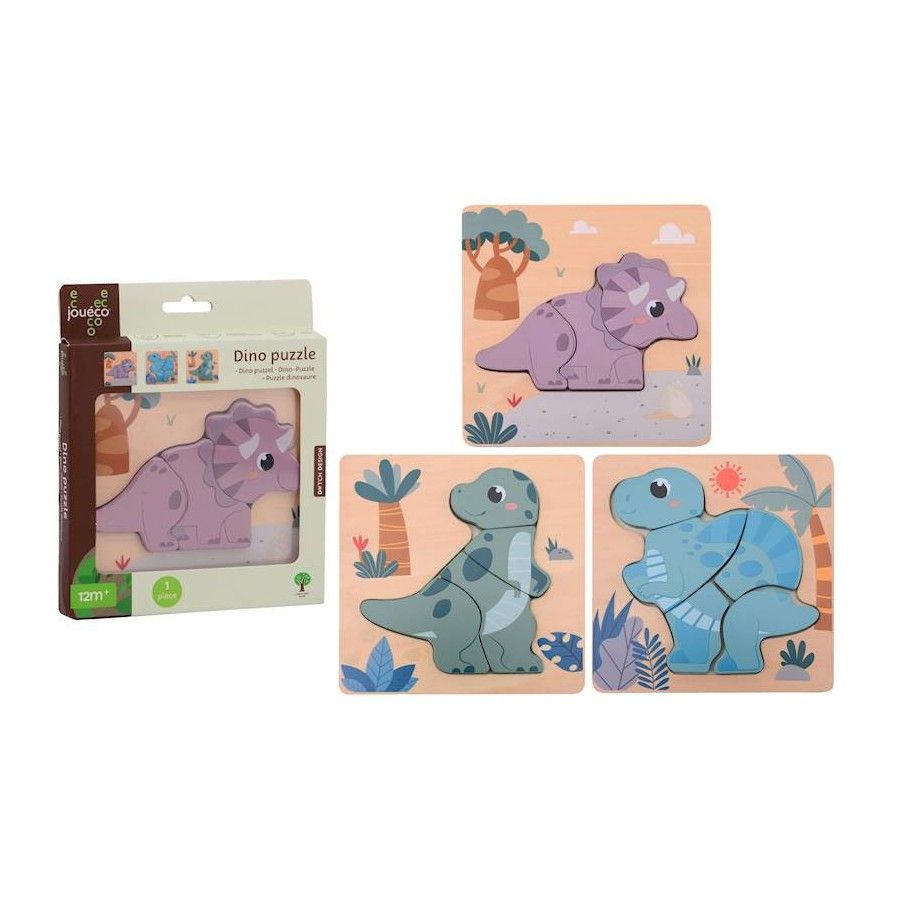 Joueco Drewniane puzzle DINO