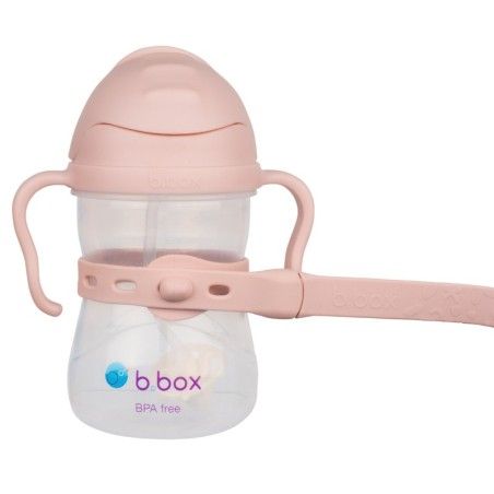 B.box Eine Leine für eine Wasserflasche mit rosa Strohhalm