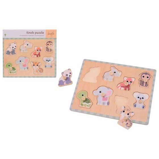JOUECO Drevené puzzle Puzzle Rodina divočístiev