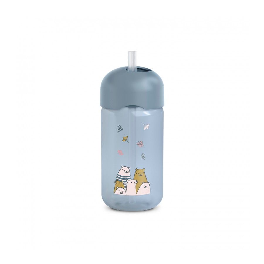 SUAVINEX BIDON NIEKAPEK Z RURKĄ BEARS 340 ML NIEBIESKI