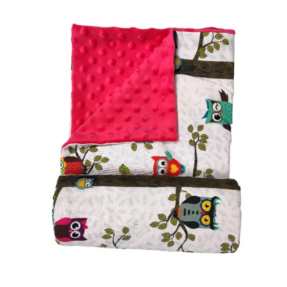 La Millou Lekki Kocyk Minky - L - Owl Radio - Fuchsia - 