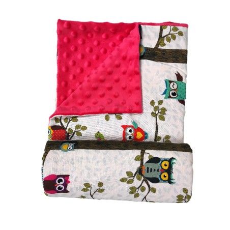 La Millou Light blanket Minky - L - Owl Radio - Fuchsia