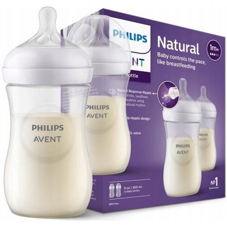 Philips Avent zestaw butelek natural response 2x260ml + smoczki 1m+