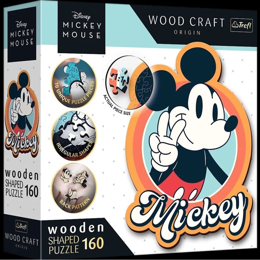 Trefl Puzzle 160 elementów drewniane konturowe Myszka Mickey