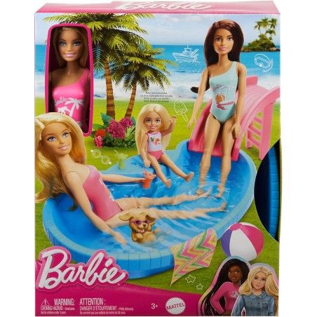 Barbie Doll with swimming pool + HRJ74 slide