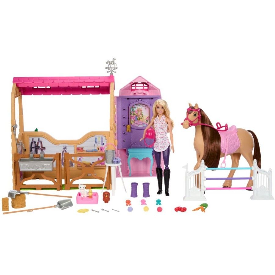 Barbie lalka + konik + stajnia HXJ44 - 194735230976