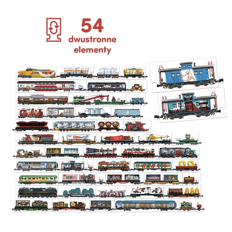 CzuCzu Dubbelsidig pussel - Tåg 5+ - 5902983493259