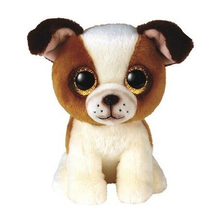 Ty Boos Hugo, 15 cm - bruin witte hond