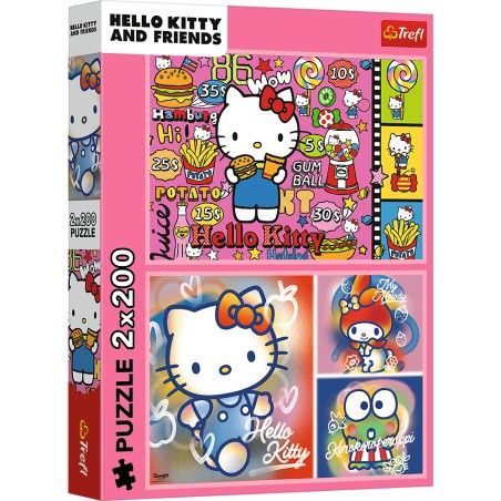 Trefl 2x200l puzzle. - Ahoj Kitty a priatelia