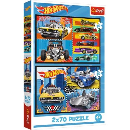 Trefl 2x70el puzzle. - hot kolies auta