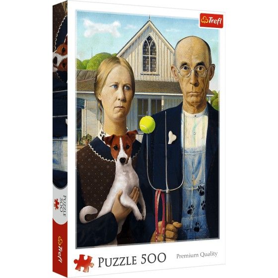 Trefl 500el puzzle. - American Gothic: Dog Edition -