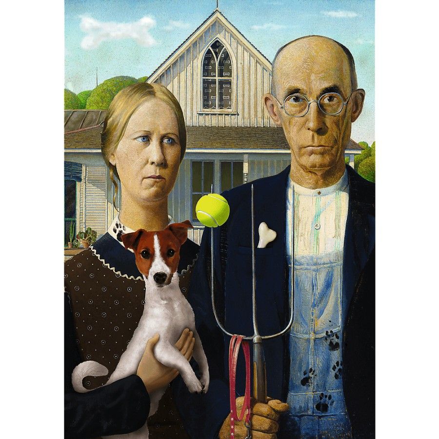 Trefl 500el puzzle. - American Gothic: Dog edition -