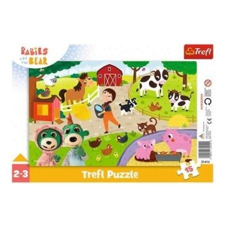 Trefl Puzzle "15 Frame" Chorzy Bobski / Kazstudio SA Babies and the Bear