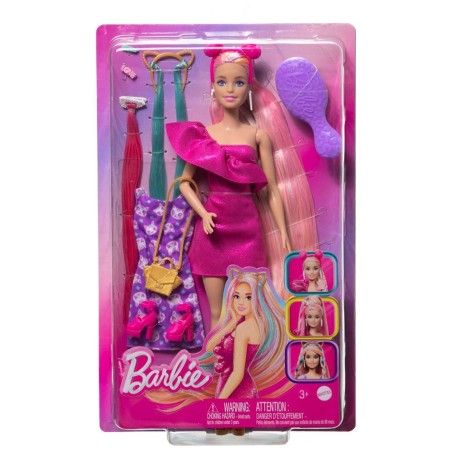 Barbie Zabawa włosami lalka+akce.róż JDC85