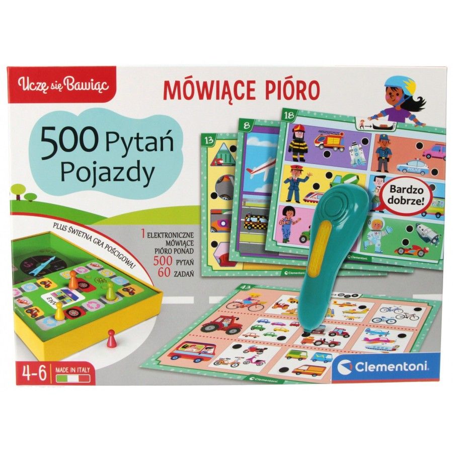 Clementoni Gra Mówiące pióro 500 pytań Pojazdy - 8005125509294