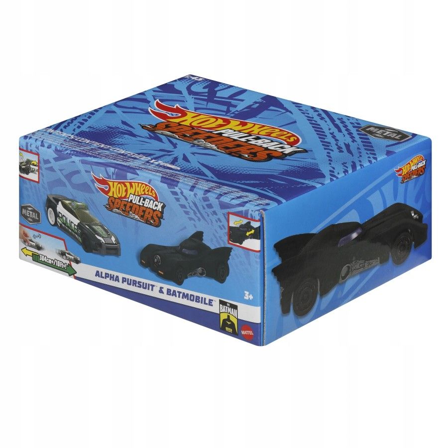 Hot Wheels Аўтамабіль Pull-Back 2-Pack Alpha Pursuit і Batmobile