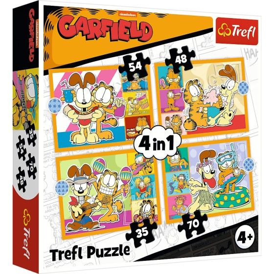 Trefl 4W1 Pussel - Garfield älskar Lazania