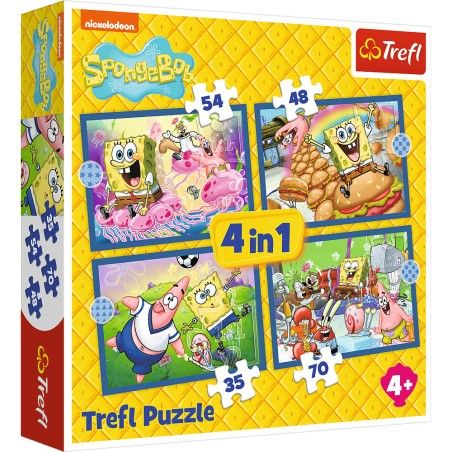 Trefl 4W1 Puzzle - Unterwasserlebensdauer SpongeBob