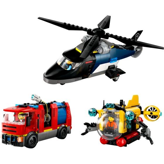 LEGO Město 60462 Sada s vrtulníkem, hasičský vůz a podvodní lodí