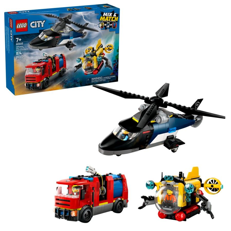 LEGO Città 60462 Set con elicottero, camion dei pompieri e