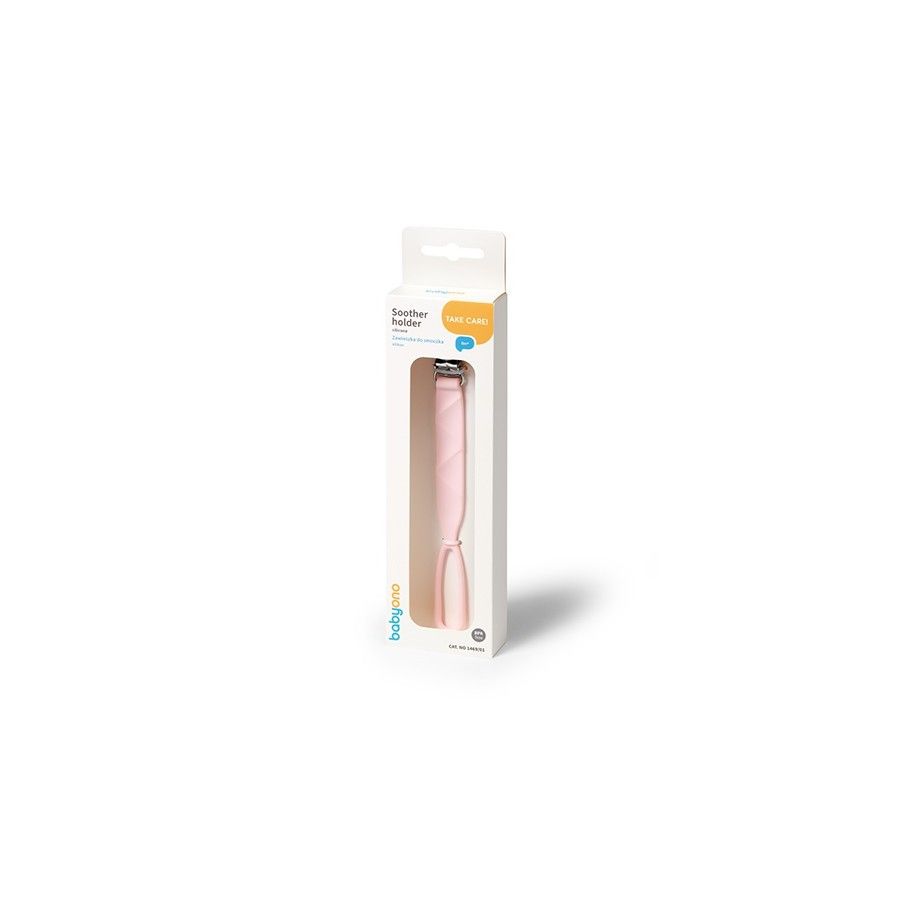 BABYONO Silikonowa zawieszka do smoczka różowa - 5901435413210